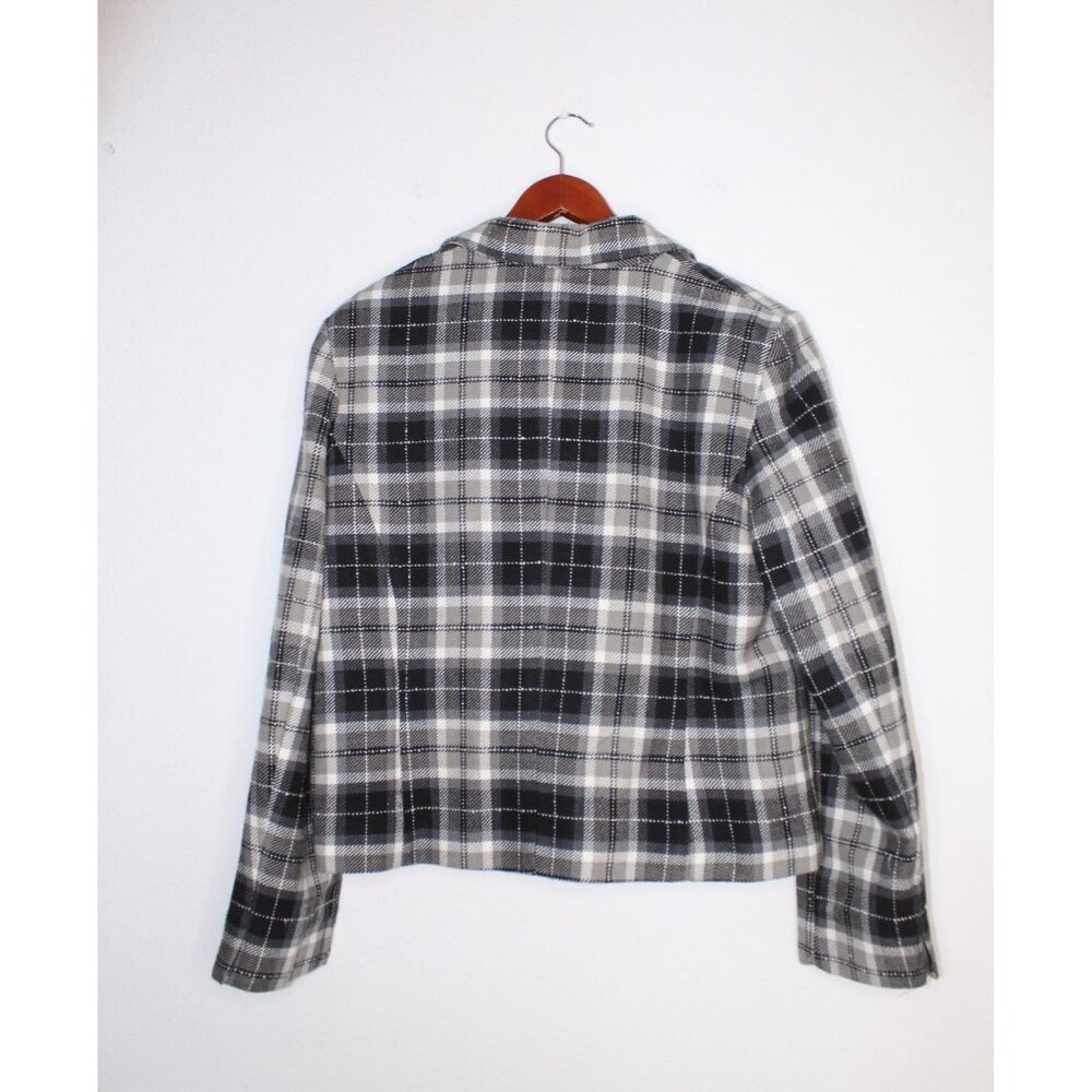 Briggs New York Plaid Blazer Women's 14 Black White Grey Lined Tailored Pockets‎ - Picture 4 of 14